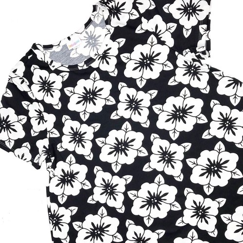 ABITO CARLY GRANDE LULAROE L NUOVO CON ETICHETTE NERO BIANCO ROSE FIORI FLOREALI SAN VALENTINO