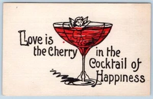 TARJETA POSTAL DE ÁNGEL QUERUBÍN QUERUBÍN LOVE IS THE CHERRY IN THE COCKTAIL OF HAPPY AÑOS 30 - Imagen 1 de 2