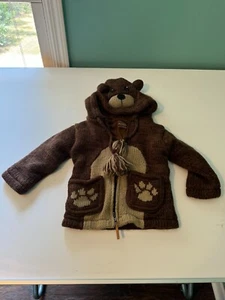 Kyber Outerwear Kids Size Medium Wool Blend Sweater Jacket Hooded Bear Fleece - Picture 1 of 6