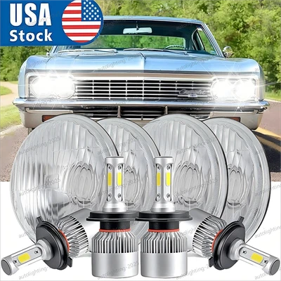 6000K For 1966-1976 Chevrolet Caprice 5 3/4" 5.75"inch GLASS LED Headlight Hi/Lo - Image 1 of 4