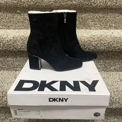 Botas de tornozelo femininas DKNY Cavale pretas tamanho 6 novas na caixa - Imagem 1 de 4