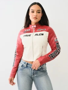 True Religion Moto Kunstleder Damen Jacke Neu Größe M - Bild 1 von 16