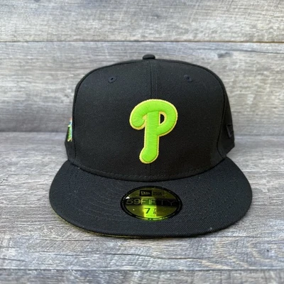 Gorra ajustada Philadelphia Phillies 7 7/8 negra New Era 1996 parche All Star Foto 1 de 4
