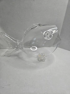 Glass Hand Blown Clear Gold Fish Vase Bowl Terrarium MCM - Picture 1 of 8