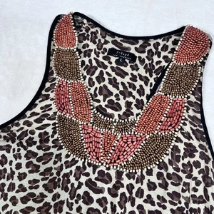 Tbags Beaded Tank Top Large Vintage Animal Print Boho 2.0 Whimsy Mobwife Y2K - Picture 1 of 8