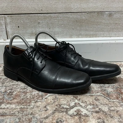 Clarks Shoes Mens Size 10.5 Black Leather Tilden Lace Up Oxford 15770 Business - Image 1 of 4