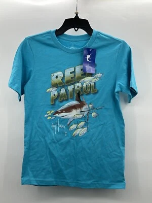 NUEVO CON ETIQUETAS Guy Harvey Reef Patrol Niños Jóvenes Niños Pez Tiburón Camiseta Arrecife Azul GRANDE Foto 1 de 4