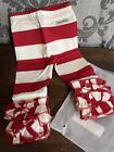 Sew Sassy Ruffle Ankle Leggings Toddler Size 12 Months Red White Striped Pull-On