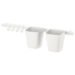SUNNERSTA Rail With 4 Hooks And 2 Containers Space Saving White Fast Shipping UK - Picture 1 of 2