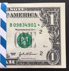 2003 STAR NOTE $1 Dollar NEW YORK ,Crisp, UNC ,GEM,RARE - Picture 1 of 3
