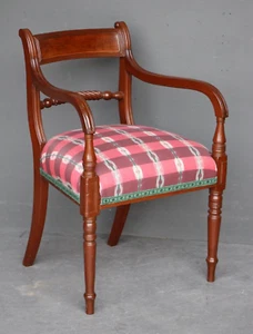 Antique Regency Trafalgar desk armchair solid mahogany brass string inlay 1810 - Picture 1 of 8
