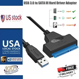 SATA to USB 3.0 Cable USB to SATA III Hard Drive Adapter 2.5'' SSD &HDD Transfer - Picture 1 of 9