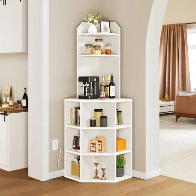 Corner Cabinet Corner Bookcase with USB Ports and Outlets for Playroom Bedroom - Image 1 of 4
