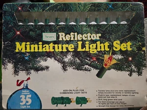 Vintage Christmas Sears Reflector Miniature 35 Amber Light Set - Picture 1 of 3