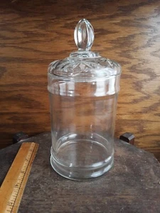 Vintage Glass Candy Jar Unmarked Clear Glass Jar Decor - Picture 1 of 18