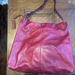 Auth. VINCE CAMUTO Red /Burgundy Genuine Leather Hobo Shoulder Bag - Picture 1 of 9