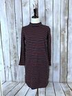 J Jill Striped Mock Neck Long Sleeve Shirt Dress Size Mp Blue Pink Terry Knit