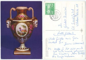 35508 - Vase mit Blumendekor und Vogelmotiv - AK, gelaufen Gera nach Saalfeld - Bild 1 von 1