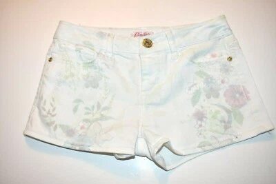 Candie's Girl White Floral Pattern Denim Shorts - Size Girl's 12 - Image 1 of 4