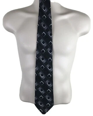 Corbata cuadrada NICOLE MILLER negra/blanca/gris 100 % seda 60" Foto 1 de 4