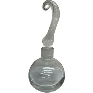 Vintage Clear Crystal Perfume Bottle Glass Feather Stopper Globe Inkwell 6.75” - Picture 1 of 5