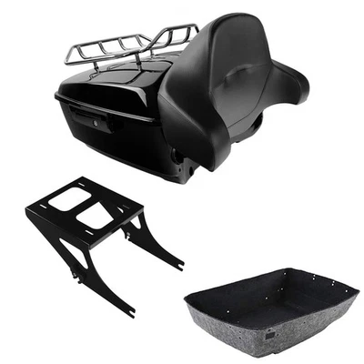 Bagagem King Trunk encosto rack de montagem compatível com Harley Fat Boy FLSTF 2008-2017 - Imagem 1 de 4