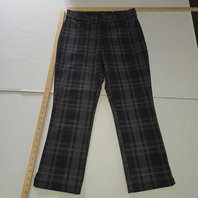 Christian Siriano Women's Pull-On Stretch Dress Pants Gray Black Plaid Sz L Nwot - Image 1 of 4