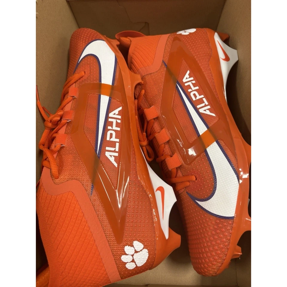 Size 12 Nike Alpha Menace Elite 4 Clemson Tigers PE Football Cleats HF3436-102