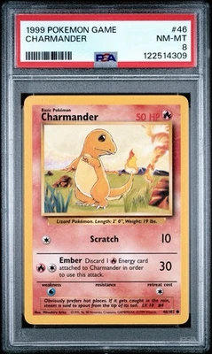 1999 Wizards Of The Coast Pokemon Base Set Unlimited#46 Charmander PSA 8 NM-MT - Image 1 of 3