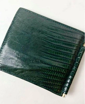 Tom Ford Verde Oscuro Lagarto Cuero Clip para Dinero Herrajes Dorados 3.5x4.1 en Caja Bolsa Foto 1 de 4