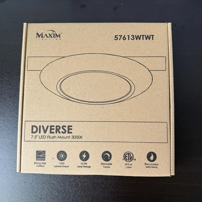 Maxim Lighting LED Flush Mount Diverse 7.5"  57613WTWT -WET/DRY Locations - Image 1 of 4