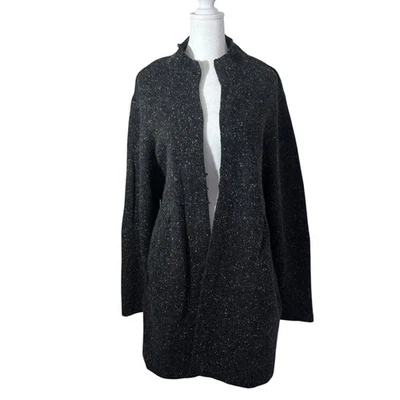 Cárdigan Eileen Fisher Gris Lana Seda XL Cierre a Presión Bolsillos Foto 1 de 4