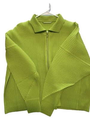 Chaqueta de Camionero Homme Plisse Issey Miyake VERDE LIMA con Cremallera SS21 Talla 3 Foto 1 de 4