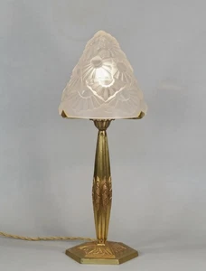 A LARGE FRENCH ART DECO LAMP BY F. HUBENS & DEGUÉ .. France 1930 muller daum era - Picture 1 of 12