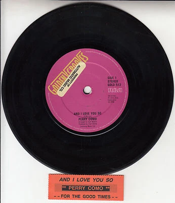PERRY COMO  And I Love You So 7" 45 rpm vinyl record + juke box title strip  - Image 1 of 2