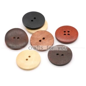 2-HOLE 10PCS 10MM-38MM WOOD ROUND BUTTONS FOR DIY CLOTHING SEWING CRAFTS BAGS - Picture 1 of 13
