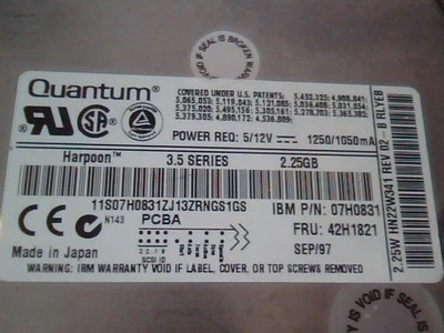 Disk Drive Quantum Harpoon 42H1821 HN22W011 HN22W341 02-D 2275W 02-B 07H0831 - Image 1 of 4