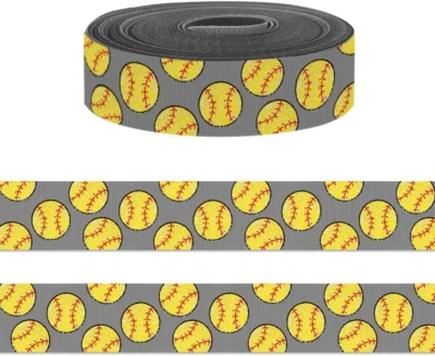 5 Yards American Softball Ribbon for Crafting Sewing, 7/8 Inch Grey Grosgrain Ri - Image 1 of 2