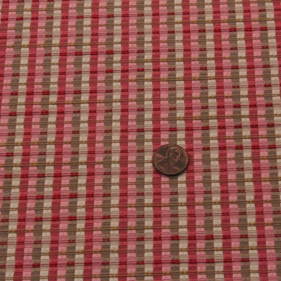 WAVERLY CONFETTI PINK STRIPE PLAID WOVEN LIGHT TEXTURE MULTIUSE FABRIC BTY 55"W - Image 1 of 1