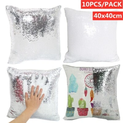 Funda de cojín funda de almohada reversible de lentejuelas con sublimación en blanco 10 piezas Foto 1 de 4