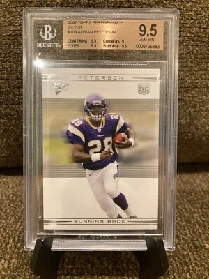 2007 Topps Performance Adrian Peterson RC Silver /50 Graded BGS 9.5 GEM MINT HOF - Image 1 of 4