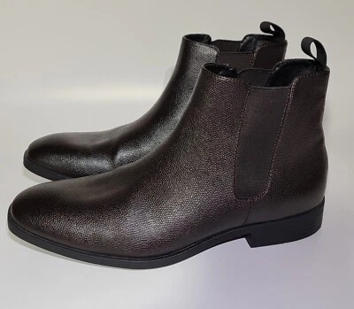 Calvin Klein Men's Carter  Chelsea Boot, Dark Brown Leather Boots  Size 10 - Image 1 of 4