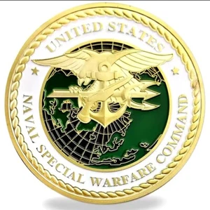 U.S. NAVY SEALS CHALLENGE COIN GOLD PLATED FINISH - Picture 1 of 5