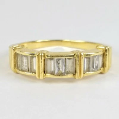 Vintage 14K Yellow Gold DQ CZ Diamonique Anniversary Band Ring 3.31gm - Image 1 of 4