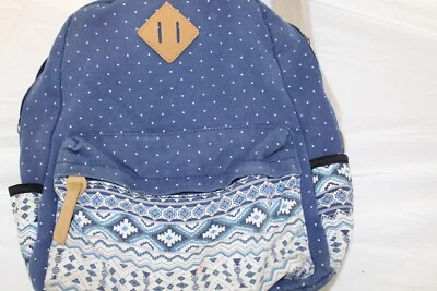 Blue  & White Canvas Fabric Back Pack Padded for Laptop Adjustable Straps - Image 1 of 4