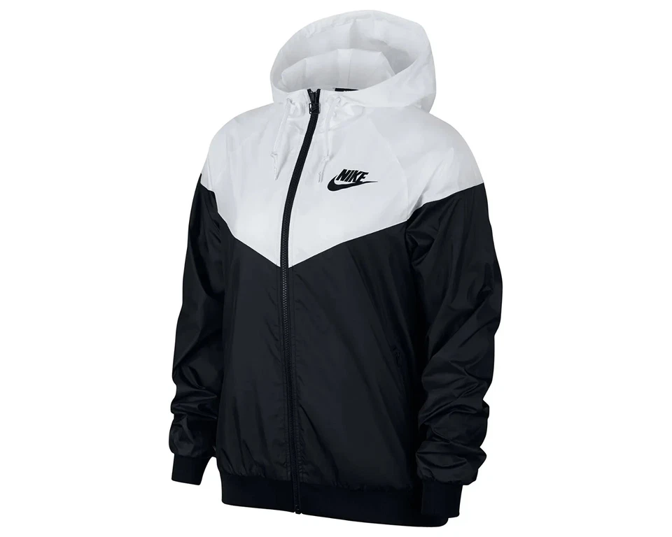 Nike Women's Sportswear Windrunner Sz XS Black/White Hooded Jacket AR3092-010