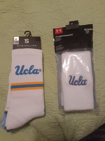 UNDER ARMOUR UCLA Bruins  Double Wide 6" 2-Pack Wristbands free socks Cover