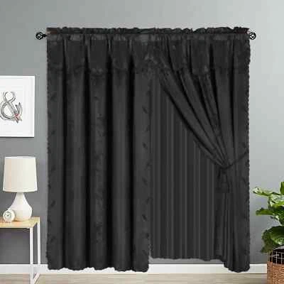 Juego de 2 paneles cortinas de ventana (120" W X 84" L) con cenefa y respaldo transparente NADA Foto 1 de 4