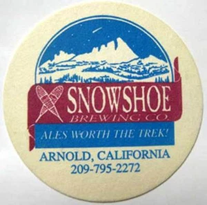 SNOWSHOE BREWING Beer Coaster, Mat, Bear Valley Ski Área, Arnold CALIFORNIA 1999 - Imagen 1 de 2
