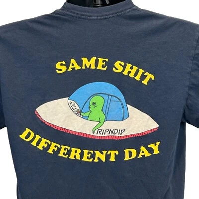 RIPNDIP Same Sh*t Different Day T Shirt Unisex Small Skater Skating Alien Blue - Image 1 of 4